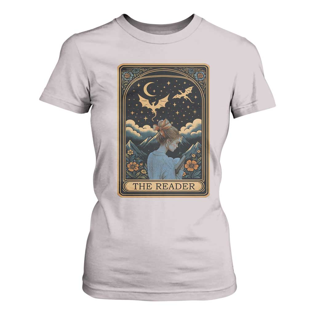 Funny The Reader Tarot Card T Shirt For Women Girl Reading Fantasy Book TS12 Ice Gray Print Your Wear