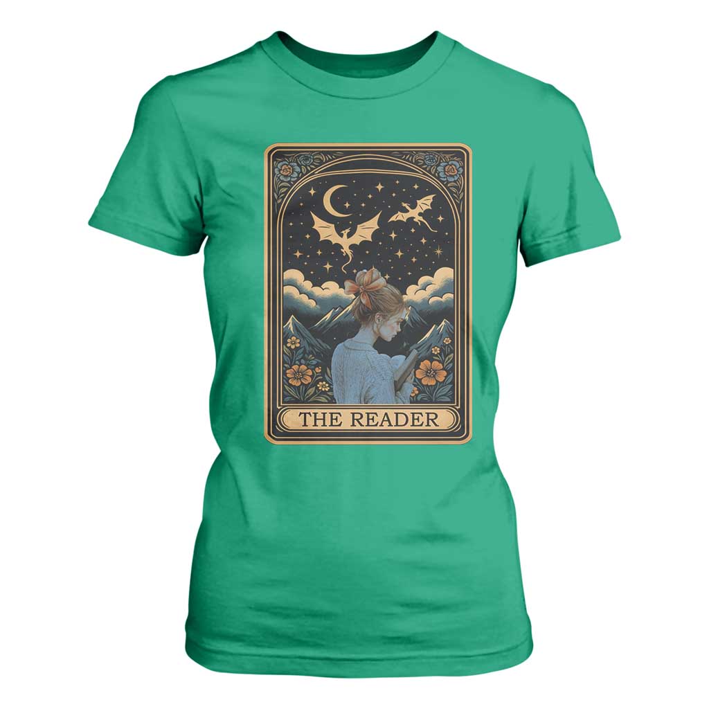 Funny The Reader Tarot Card T Shirt For Women Girl Reading Fantasy Book TS12 Irish Green Print Your Wear