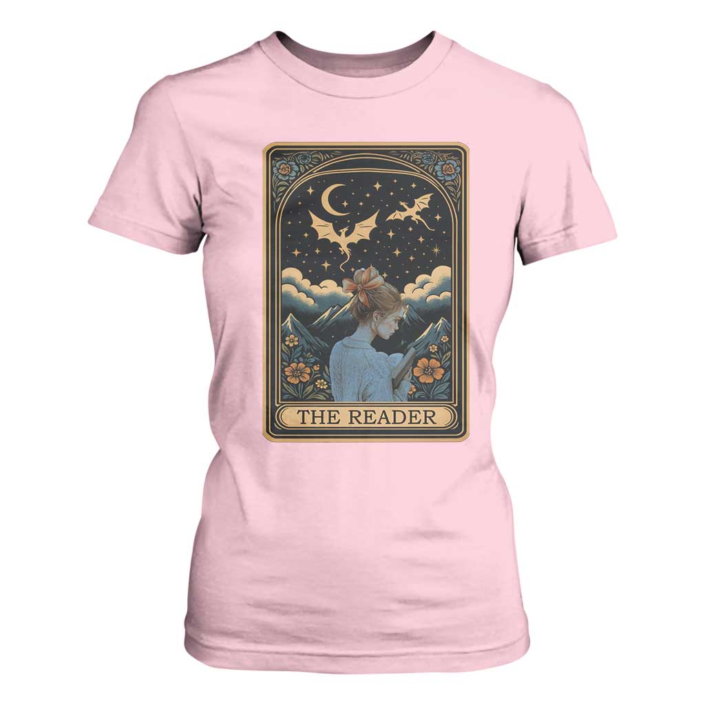 Funny The Reader Tarot Card T Shirt For Women Girl Reading Fantasy Book TS12 Light Pink Print Your Wear
