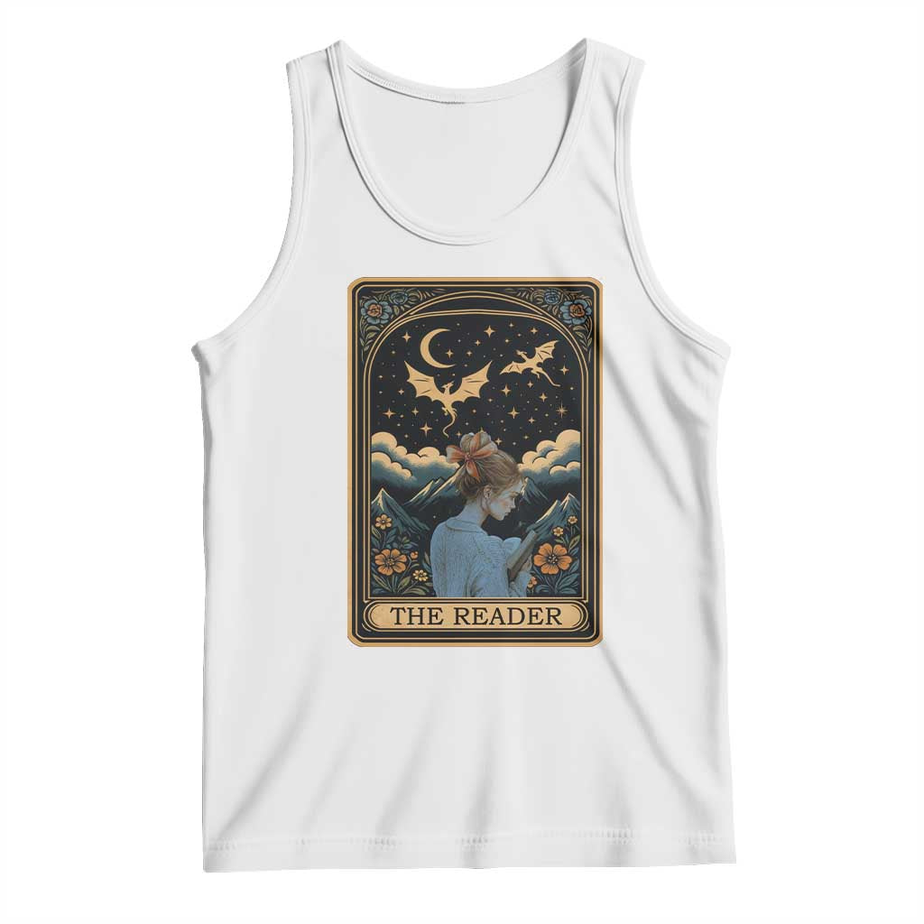 Funny The Reader Tarot Card Tank Top Girl Reading Fantasy Book TS12 White Print Your Wear