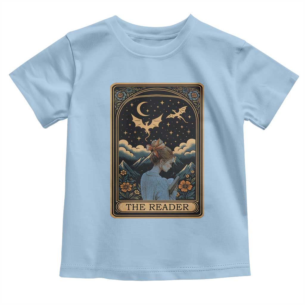 Funny The Reader Tarot Card Toddler T Shirt Girl Reading Fantasy Book TS12 Light Blue Print Your Wear