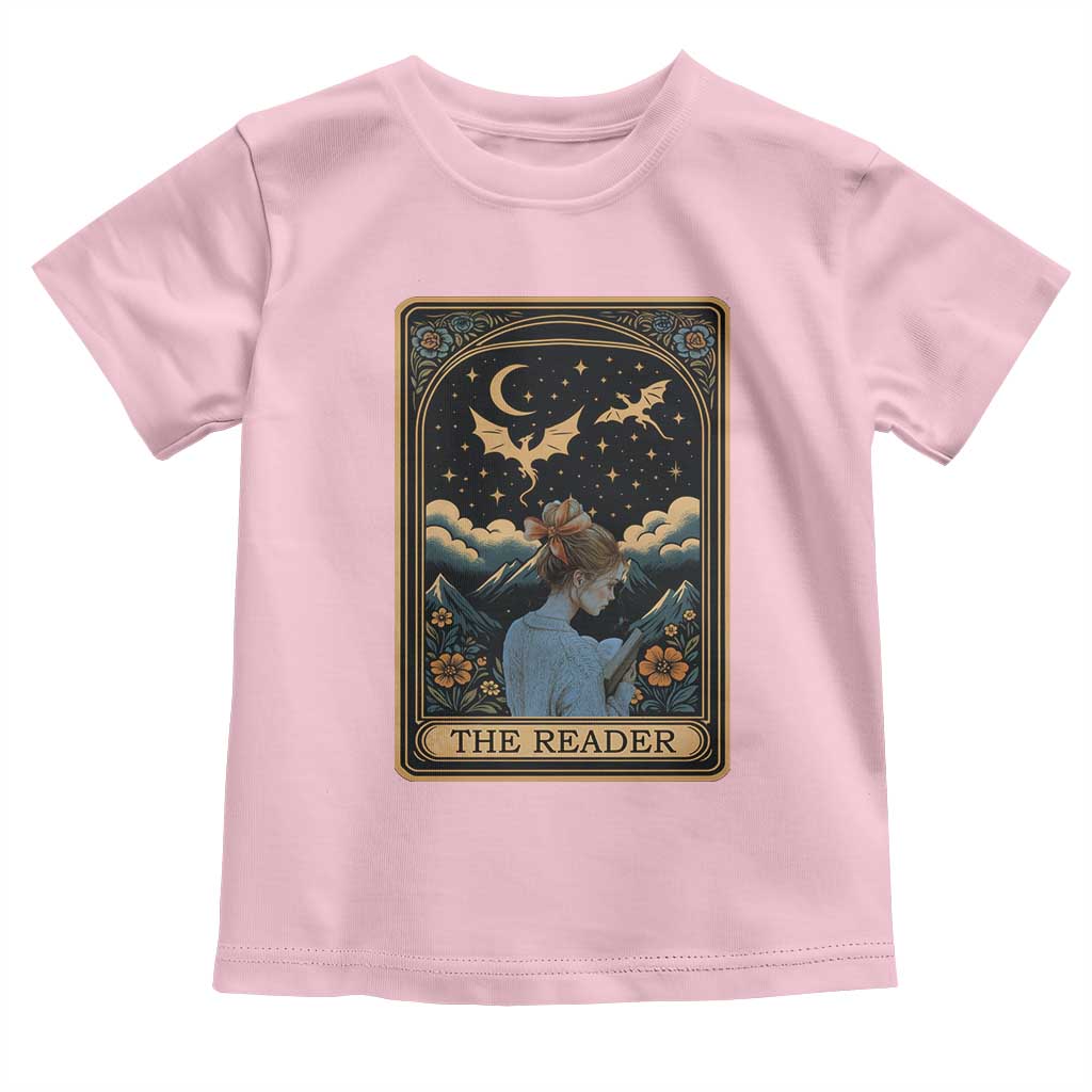 Funny The Reader Tarot Card Toddler T Shirt Girl Reading Fantasy Book TS12 Light Pink Print Your Wear
