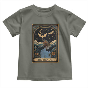Funny The Reader Tarot Card Toddler T Shirt Girl Reading Fantasy Book TS12 Military Green Print Your Wear