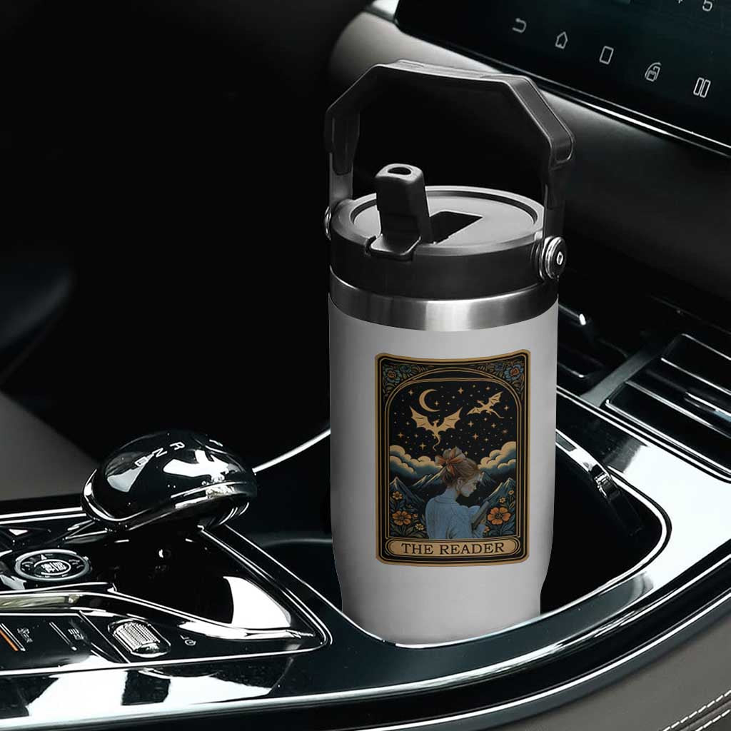 Funny The Reader Tarot Card Flip Straw Tumbler Girl Reading Fantasy Book TS12 Print Your Wear