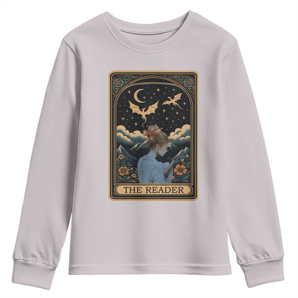 Funny The Reader Tarot Card Youth Sweatshirt Girl Reading Fantasy Book TS12 Ice Gray Print Your Wear