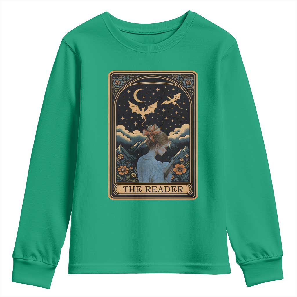 Funny The Reader Tarot Card Youth Sweatshirt Girl Reading Fantasy Book TS12 Irish Green Print Your Wear