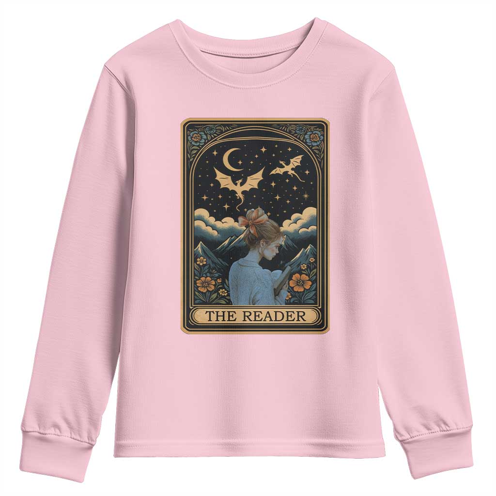 Funny The Reader Tarot Card Youth Sweatshirt Girl Reading Fantasy Book TS12 Light Pink Print Your Wear