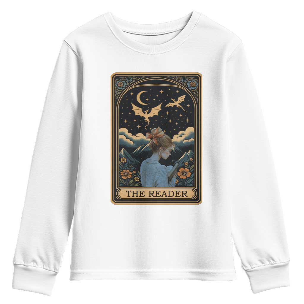Funny The Reader Tarot Card Youth Sweatshirt Girl Reading Fantasy Book TS12 White Print Your Wear