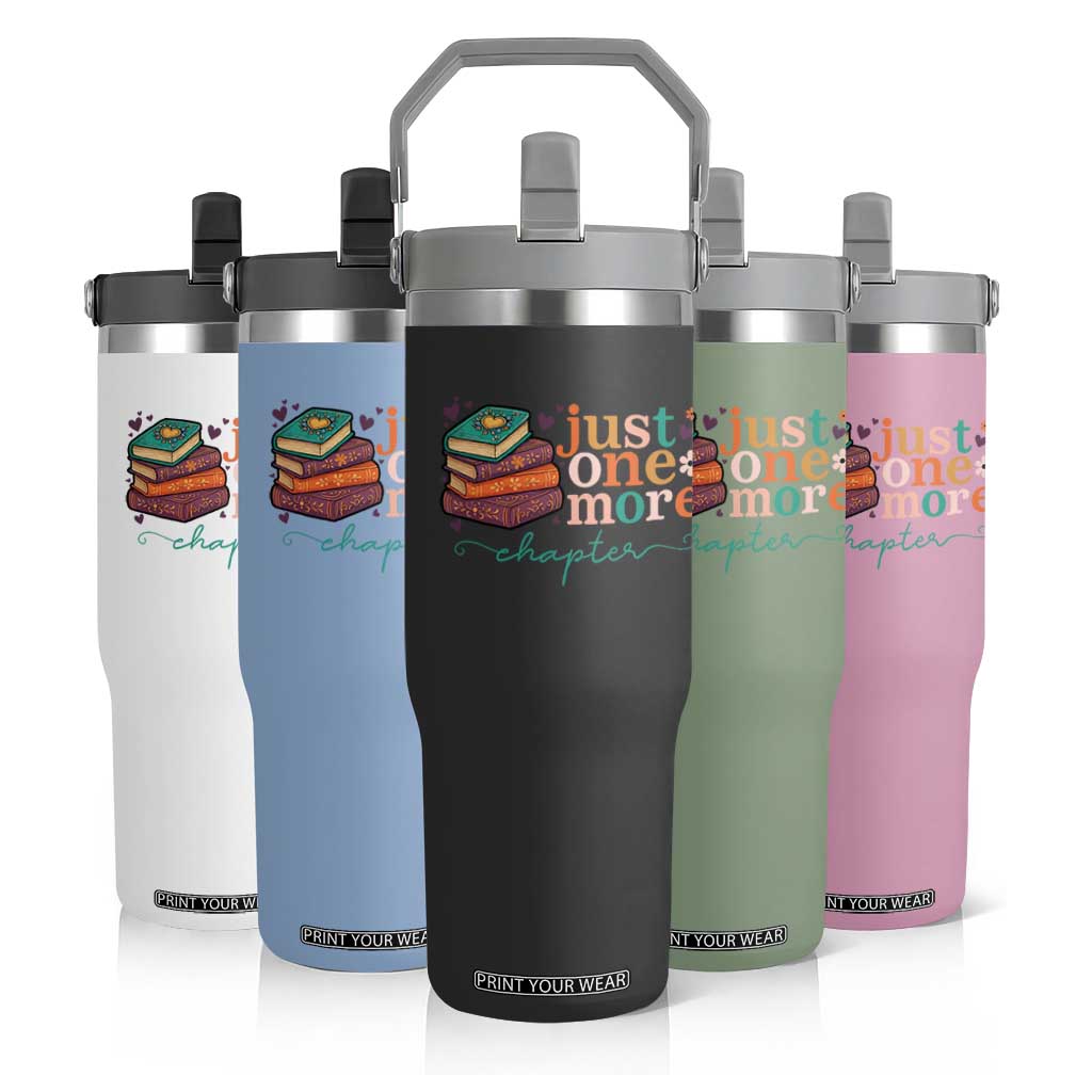 Just One More Chapter Flip Straw Tumbler Cute Pastel Bookworm Girl Reader TS12 Print Your Wear