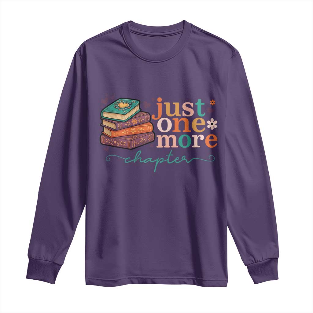 Just One More Chapter Long Sleeve Shirt Cute Pastel Bookworm Girl Reader TS12 Purple Print Your Wear
