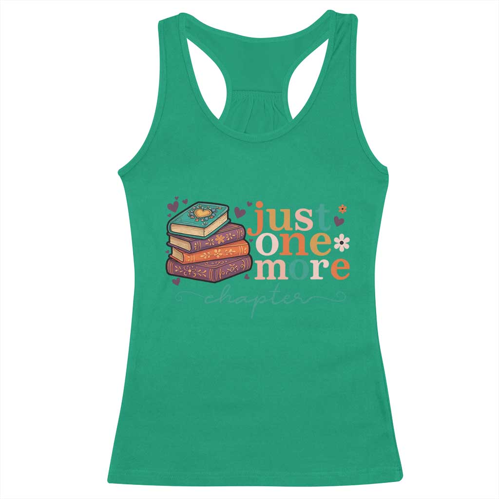 Just One More Chapter Racerback Tank Top Cute Pastel Bookworm Girl Reader TS12 Irish Green Print Your Wear