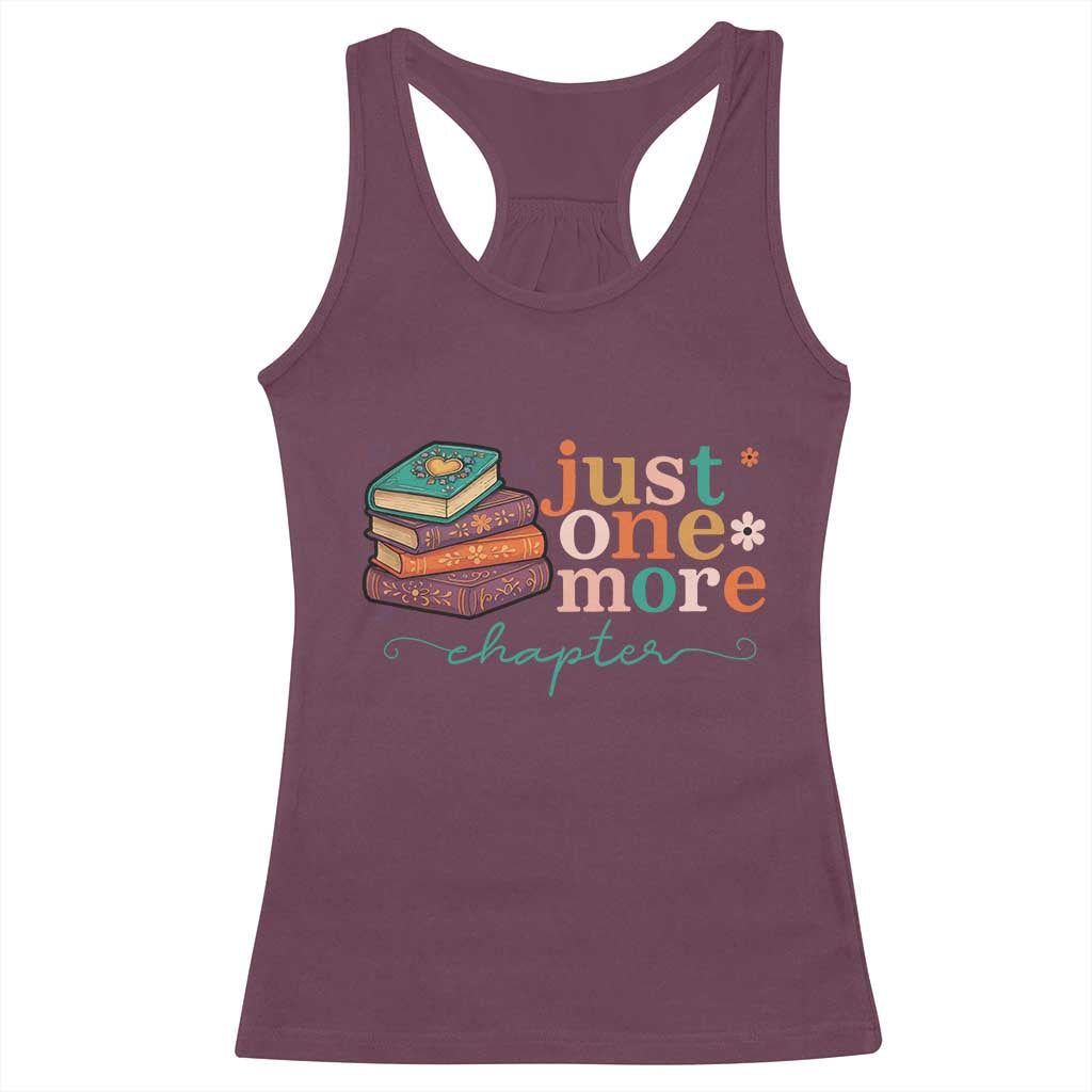 Just One More Chapter Racerback Tank Top Cute Pastel Bookworm Girl Reader TS12 Maroon Print Your Wear