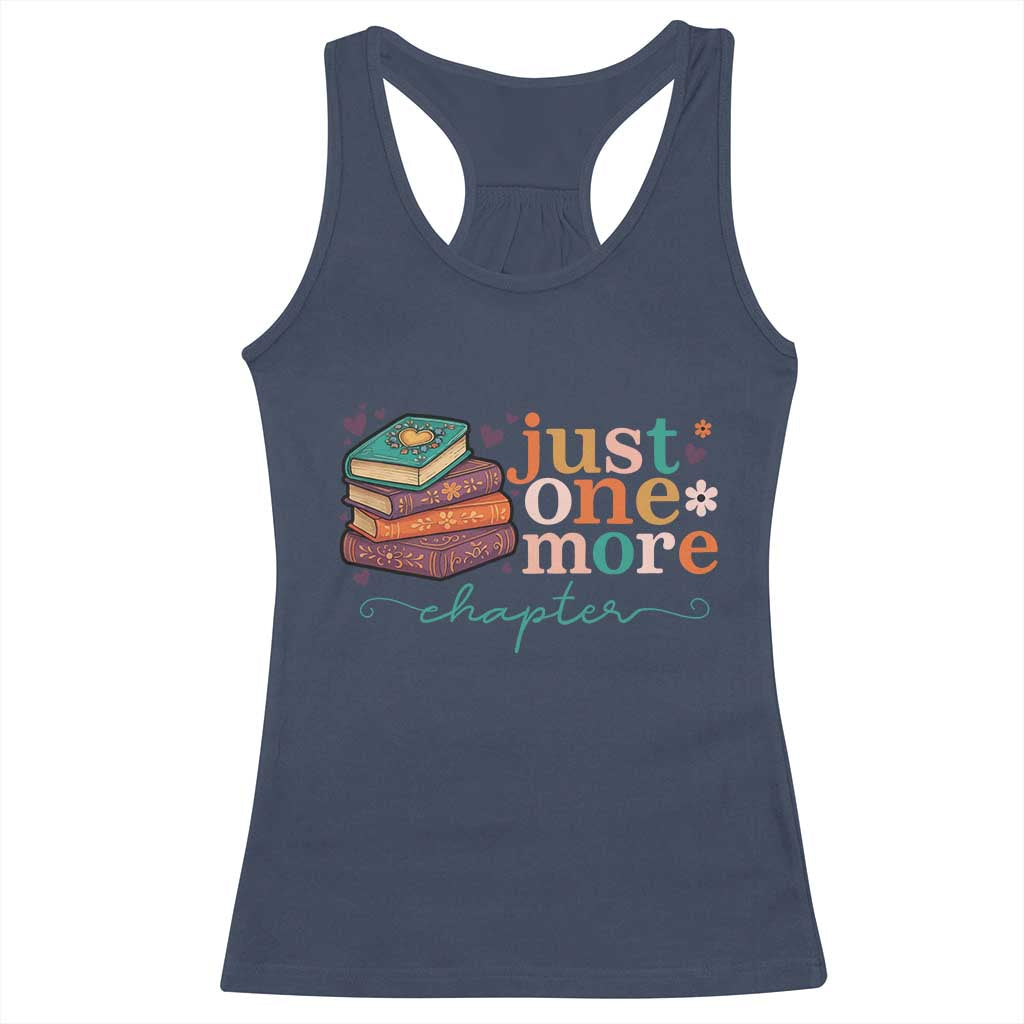Just One More Chapter Racerback Tank Top Cute Pastel Bookworm Girl Reader TS12 Navy Print Your Wear