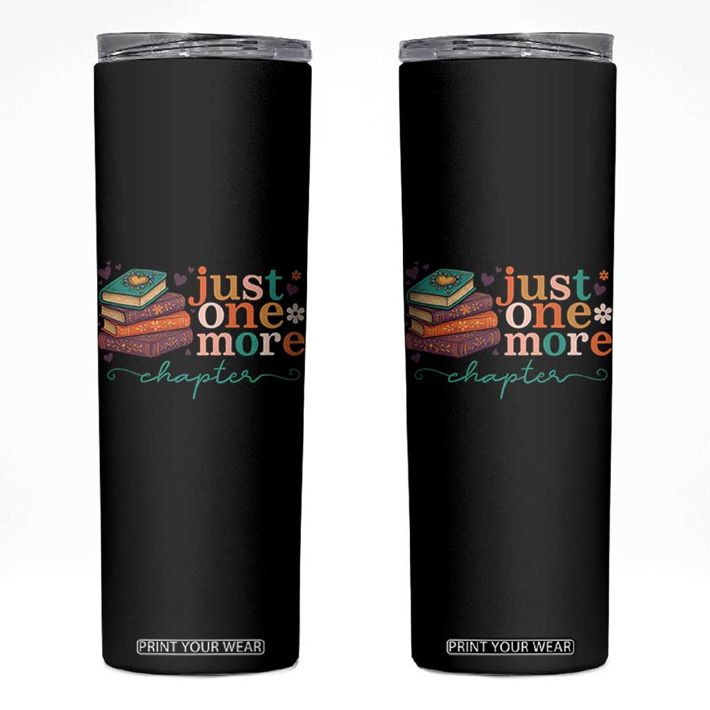 Just One More Chapter Skinny Tumbler Cute Pastel Bookworm Girl Reader TS12 Black Print Your Wear