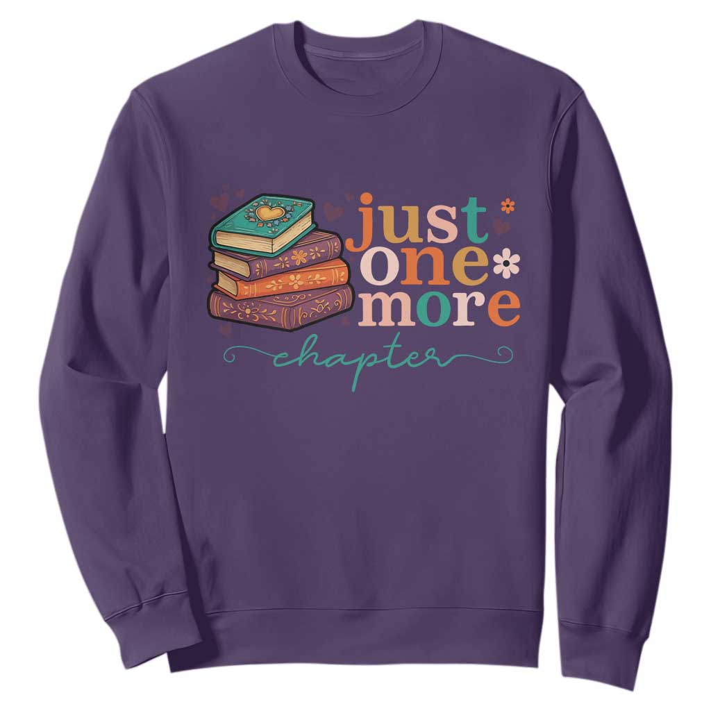 Just One More Chapter Sweatshirt Cute Pastel Bookworm Girl Reader TS12 Purple Print Your Wear