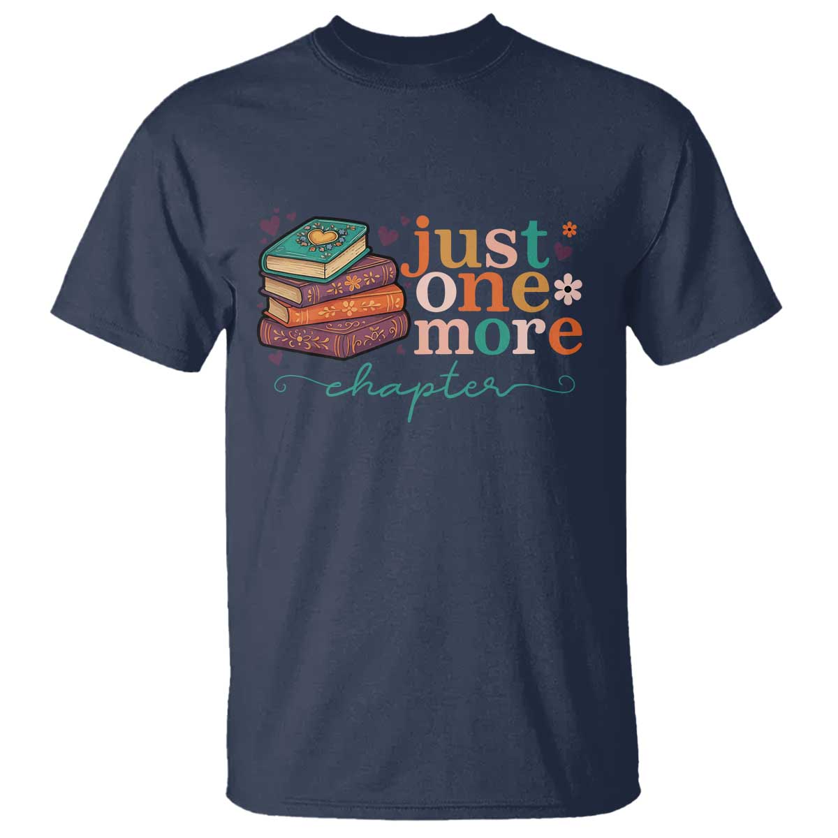 Just One More Chapter T Shirt Cute Pastel Bookworm Girl Reader TS12 Navy Print Your Wear
