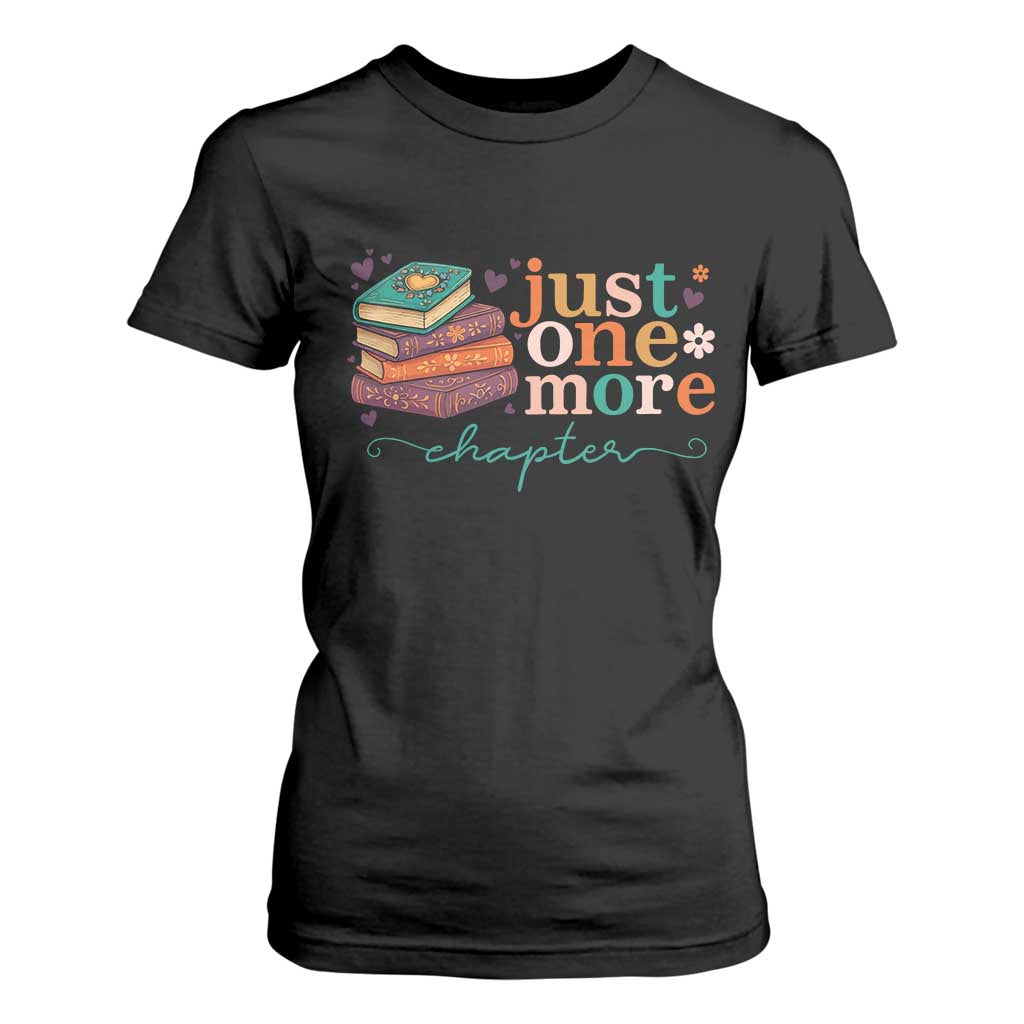 Just One More Chapter T Shirt For Women Cute Pastel Bookworm Girl Reader TS12 Black Print Your Wear