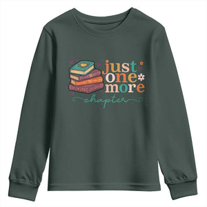 Just One More Chapter Youth Sweatshirt Cute Pastel Bookworm Girl Reader TS12 Dark Forest Green Print Your Wear
