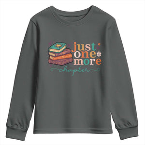 Just One More Chapter Youth Sweatshirt Cute Pastel Bookworm Girl Reader TS12 Dark Heather Print Your Wear