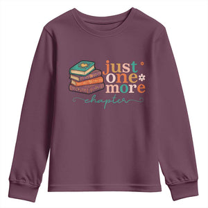 Just One More Chapter Youth Sweatshirt Cute Pastel Bookworm Girl Reader TS12 Maroon Print Your Wear