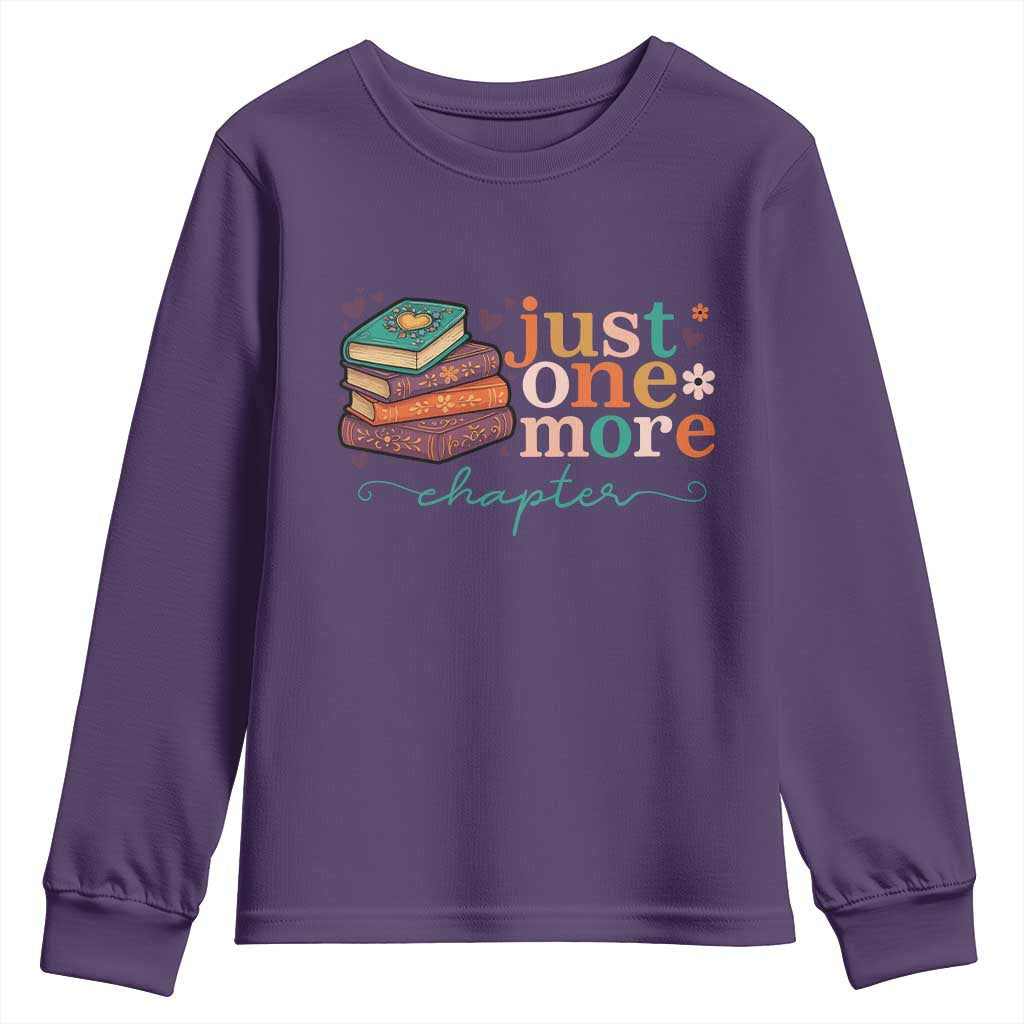 Just One More Chapter Youth Sweatshirt Cute Pastel Bookworm Girl Reader TS12 Purple Print Your Wear