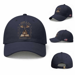 Fantasy Book Lover Baseball Cap A Book A Day Keeps The Mental Breakdown Away TS12 Baseball Cap Universal Fit Navy Print Your Wear