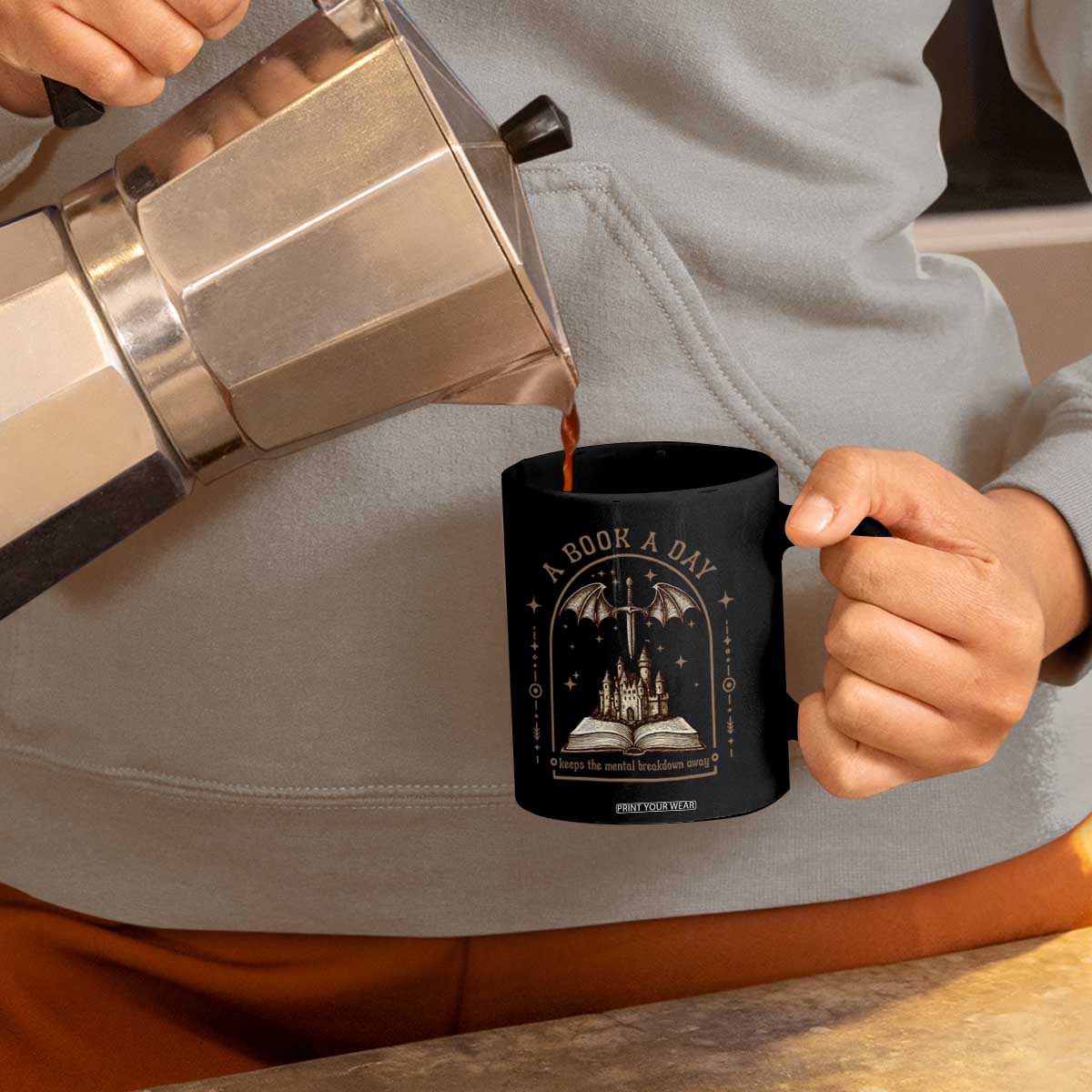Fantasy Book Lover Coffee Mug A Book A Day Keeps The Mental Breakdown Away TS12 Print Your Wear