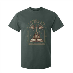 Fantasy Book Lover T Shirt For Kid A Book A Day Keeps The Mental Breakdown Away TS12 Dark Forest Green Print Your Wear