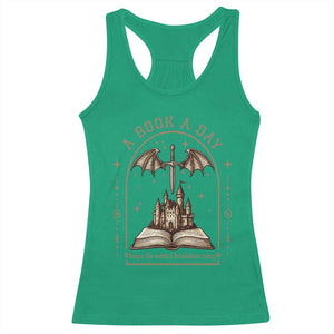Fantasy Book Lover Racerback Tank Top A Book A Day Keeps The Mental Breakdown Away TS12 Irish Green Print Your Wear