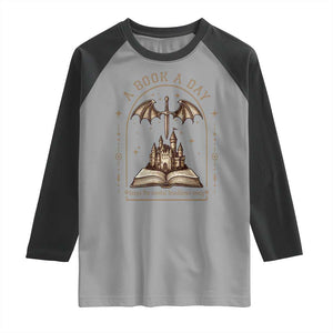 Fantasy Book Lover Raglan Shirt A Book A Day Keeps The Mental Breakdown Away TS12 Sport Gray Black Print Your Wear