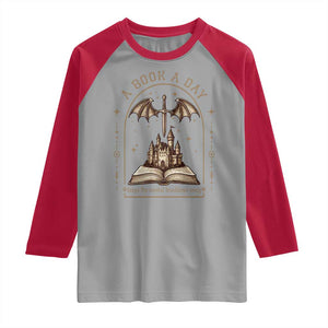 Fantasy Book Lover Raglan Shirt A Book A Day Keeps The Mental Breakdown Away TS12 Sport Gray Red Print Your Wear
