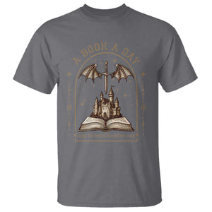 Fantasy Book Lover T Shirt A Book A Day Keeps The Mental Breakdown Away TS12 Charcoal Print Your Wear