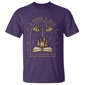 Fantasy Book Lover T Shirt A Book A Day Keeps The Mental Breakdown Away TS12 Purple Print Your Wear