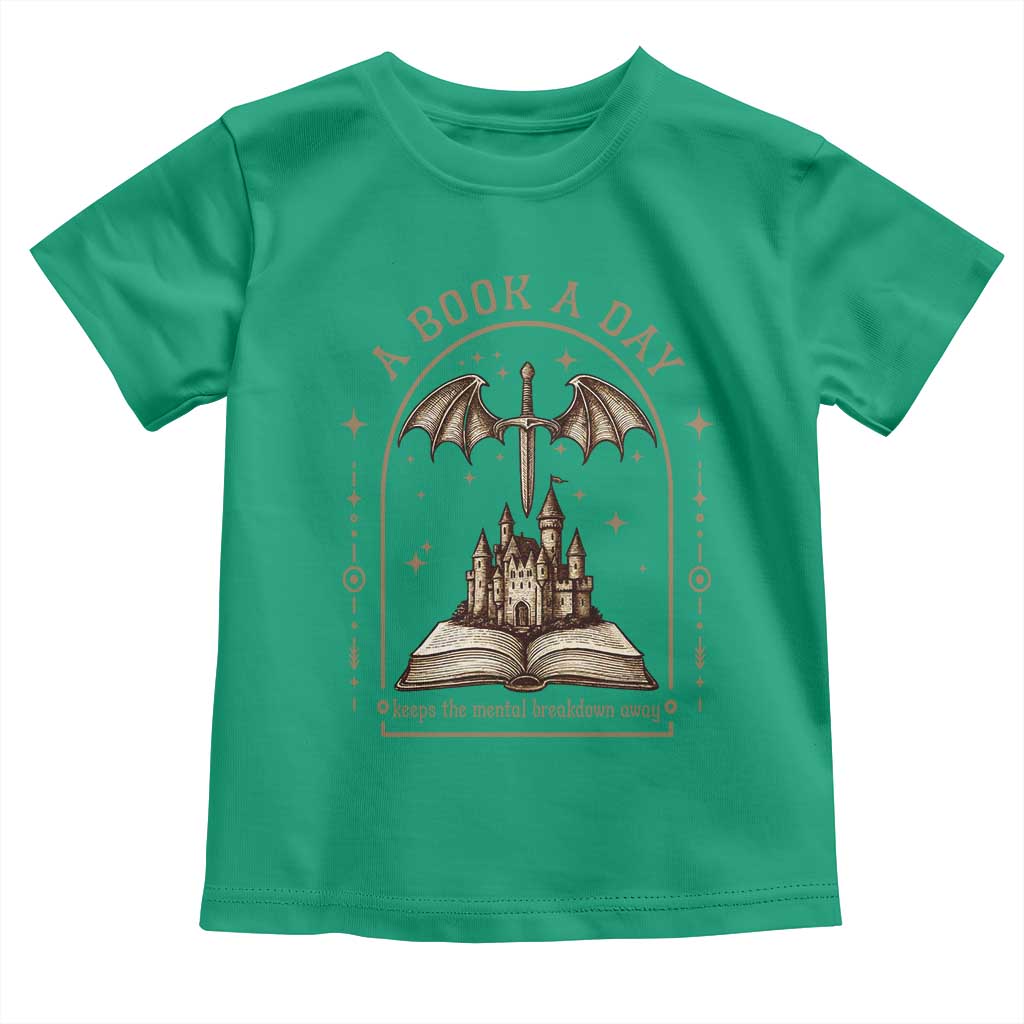 Fantasy Book Lover Toddler T Shirt A Book A Day Keeps The Mental Breakdown Away TS12 Irish Green Print Your Wear