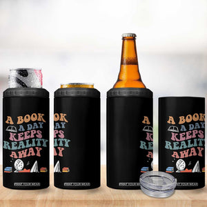 A Book A Day Keeps Reality Away 4 in 1 Can Cooler Tumbler Cute Girl Book Lover TS12 Print Your Wear