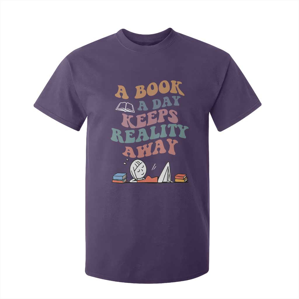 A Book A Day Keeps Reality Away T Shirt For Kid Cute Girl Book Lover TS12 Purple Print Your Wear