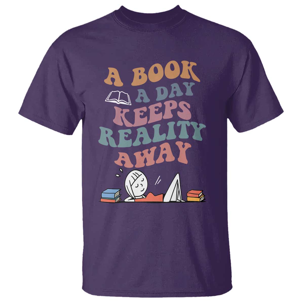 A Book A Day Keeps Reality Away T Shirt Cute Girl Book Lover TS12 Purple Print Your Wear
