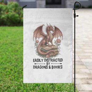 Easily Distracted By Dragon And Books Garden Flag Funny Book Lover TS12 Print Your Wear