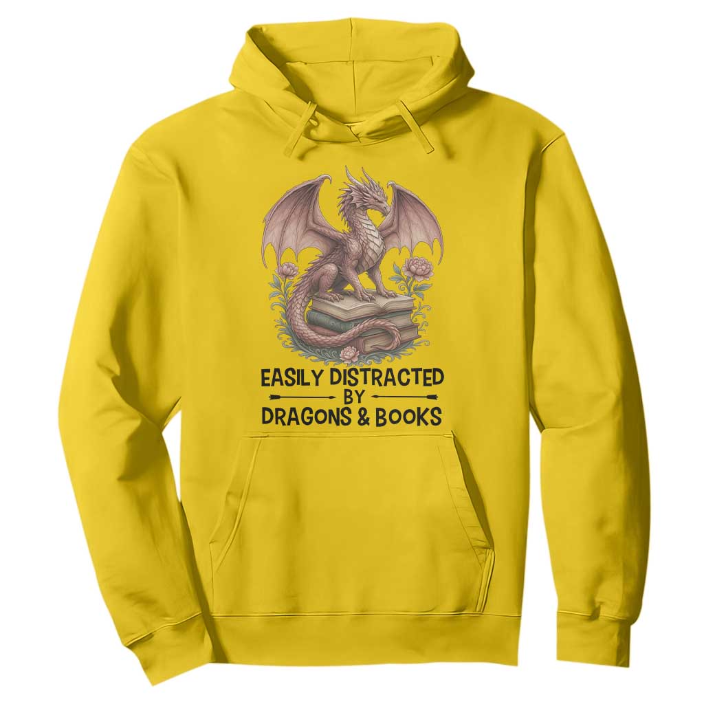 Easily Distracted By Dragon And Books Hoodie Funny Book Lover TS12 Daisy Print Your Wear