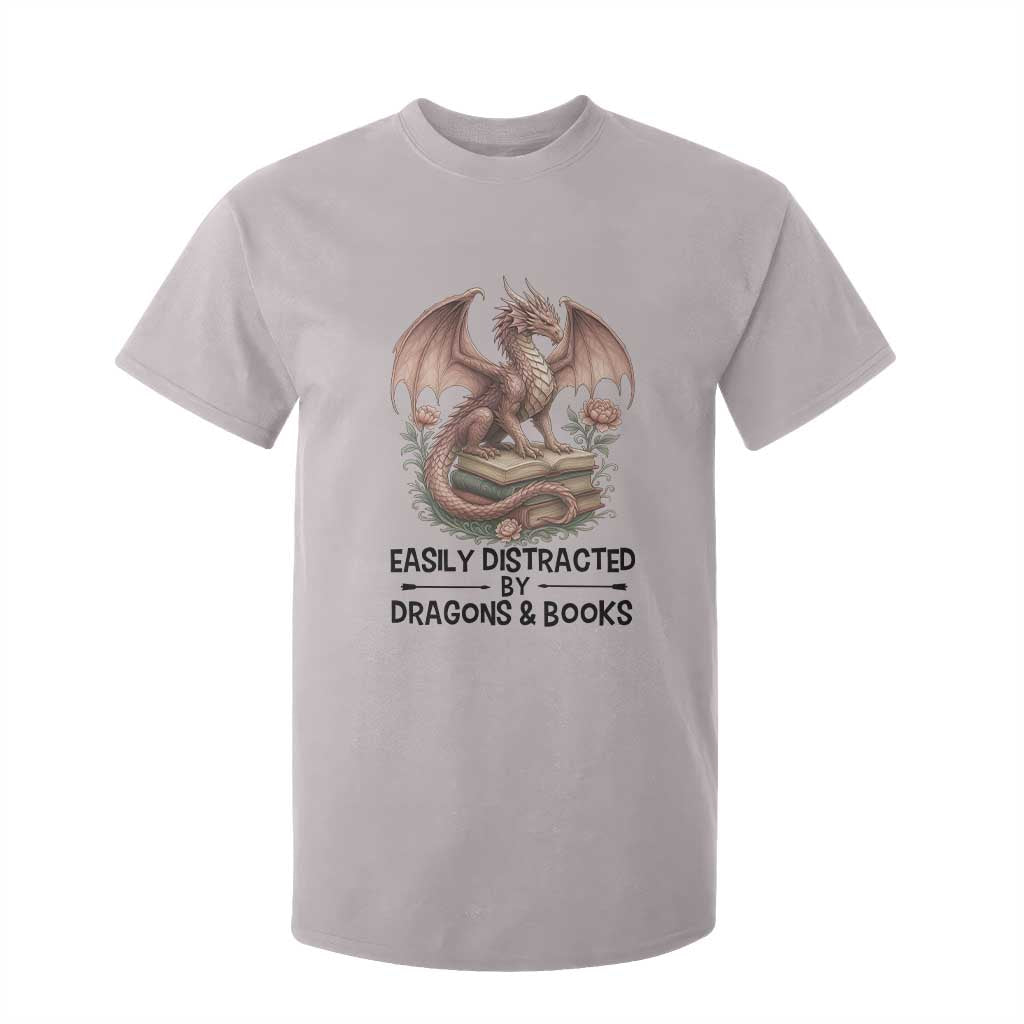 Easily Distracted By Dragon And Books T Shirt For Kid Funny Book Lover TS12 Ice Gray Print Your Wear