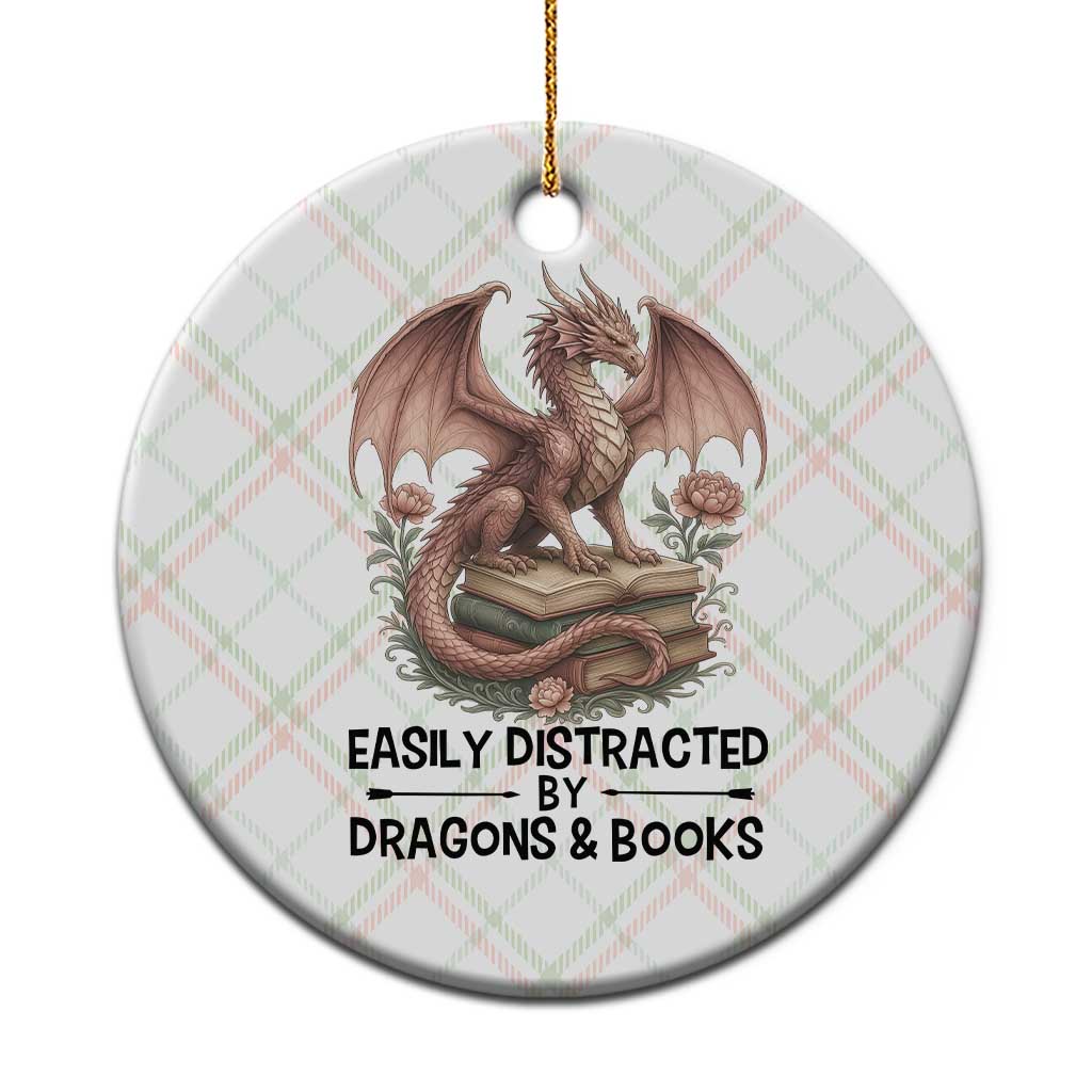 Easily Distracted By Dragon And Books Ceramic Ornament Funny Book Lover TS12 1pc Christmas Plaid Print Your Wear