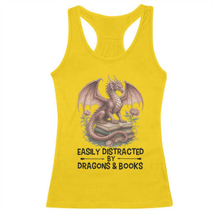 Easily Distracted By Dragon And Books Racerback Tank Top Funny Book Lover TS12 Daisy Print Your Wear