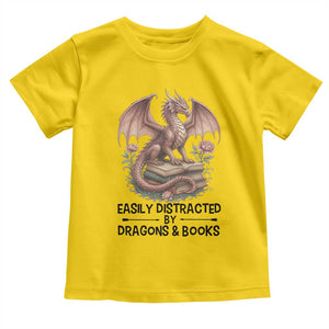 Easily Distracted By Dragon And Books Toddler T Shirt Funny Book Lover TS12 Daisy Print Your Wear