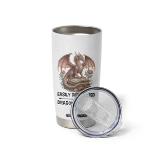 Easily Distracted By Dragon And Books Tumbler Cup Funny Book Lover TS12 Print Your Wear
