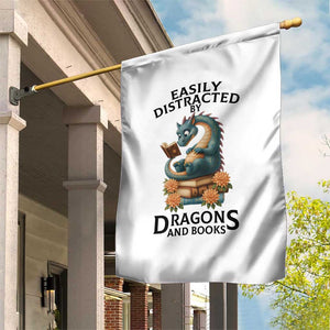 Easily Distracted By Dragon And Books Garden Flag Cute Book Lover Gift TS12 Print Your Wear