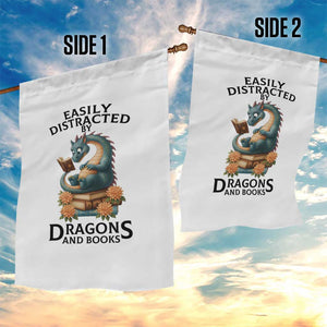 Easily Distracted By Dragon And Books Garden Flag Cute Book Lover Gift TS12 Print Your Wear