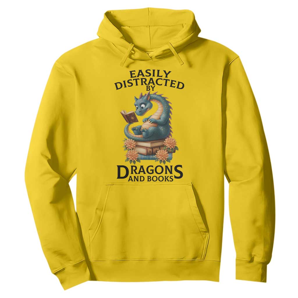 Easily Distracted By Dragon And Books Hoodie Cute Book Lover Gift TS12 Daisy Print Your Wear
