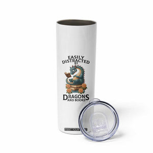 Easily Distracted By Dragon And Books Skinny Tumbler Cute Book Lover Gift TS12 Print Your Wear