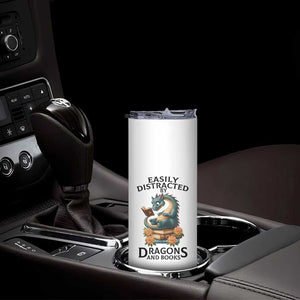 Easily Distracted By Dragon And Books Skinny Tumbler Cute Book Lover Gift TS12 Print Your Wear