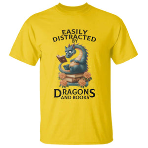 Easily Distracted By Dragon And Books T Shirt Cute Book Lover Gift TS12 Daisy Print Your Wear